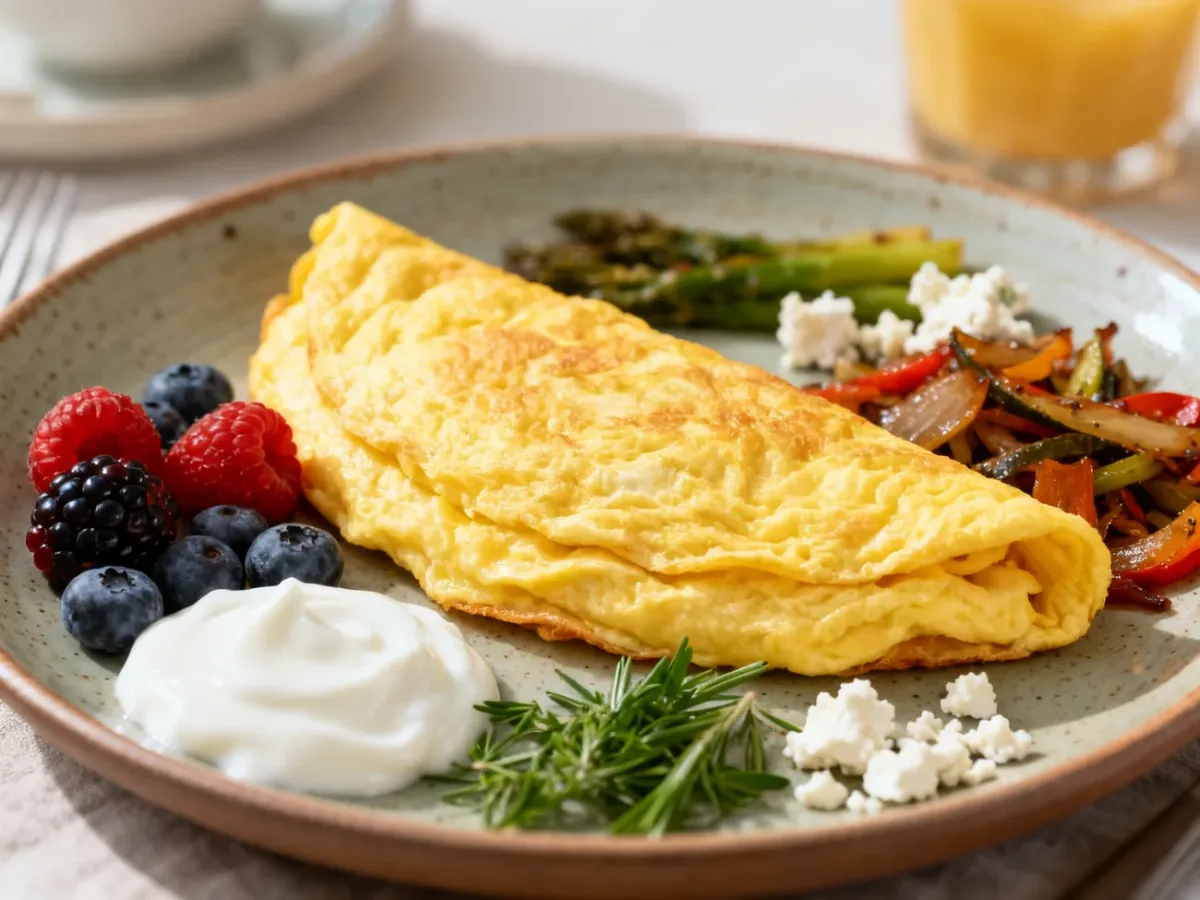 Puszysty omlet z dodatkami słodkimi i wytrawnymi