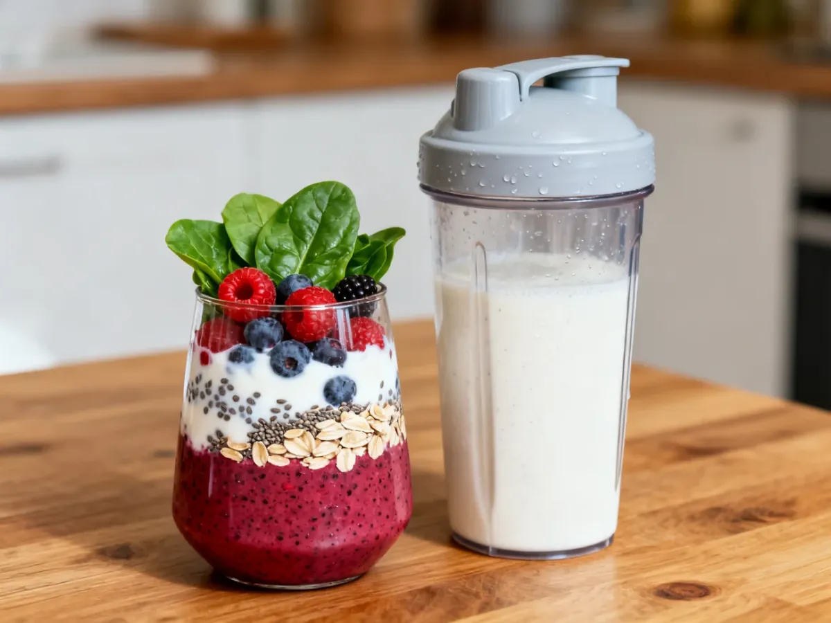 Gotowy koktajl proteinowy i domowe smoothie z wartościowymi składnikami